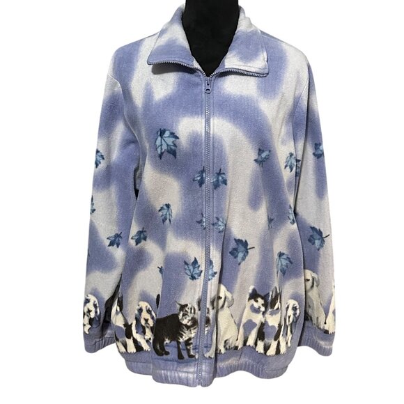 Blair Jackets & Blazers - Blair Womens XL Fleece Jacket Zip Up Puppies Kittens Dog Cat Print Cozy Fall